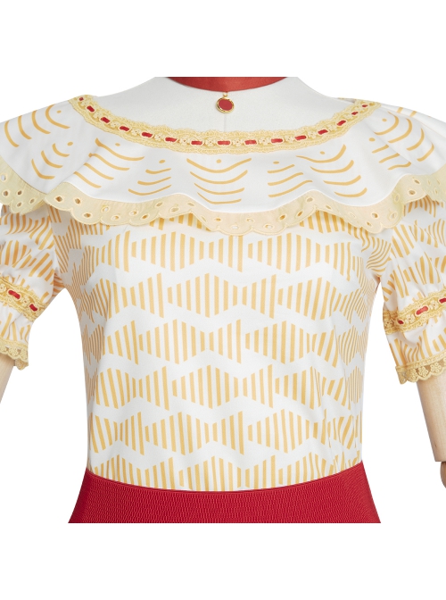 Anime Movie Encanto Dolores Madrigal Halloween Cosplay Costume Yellow Printing Top