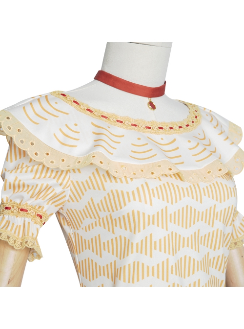 Anime Movie Encanto Dolores Madrigal Halloween Cosplay Costume Yellow Printing Top