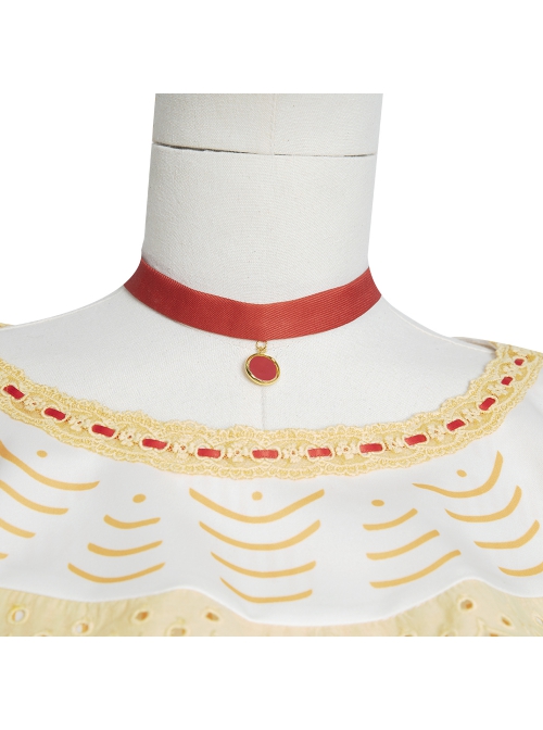 Anime Movie Encanto Dolores Madrigal Halloween Cosplay Accessories Red Headwear And Necklace