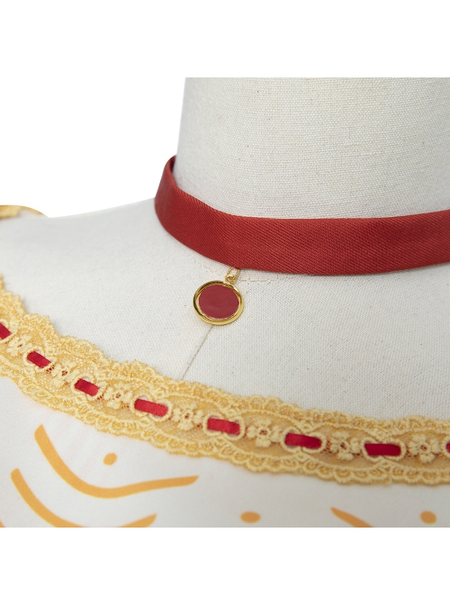 Anime Movie Encanto Dolores Madrigal Halloween Cosplay Accessories Red Headwear And Necklace