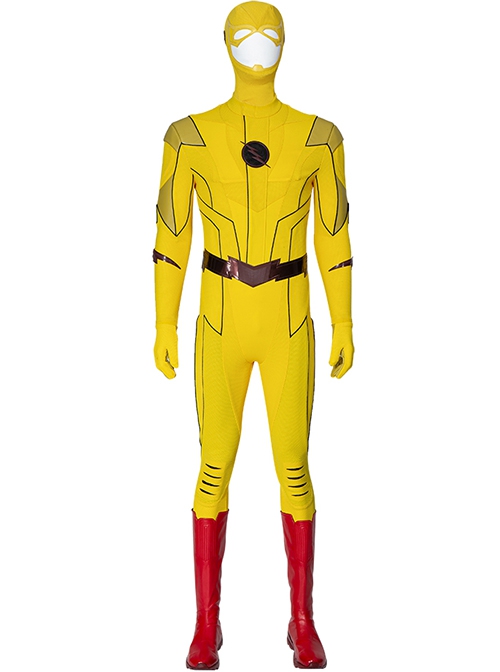 The Flash Season 8 Reverse-Flash Second Version Halloween Cosplay Costume Yellow Bodysuit