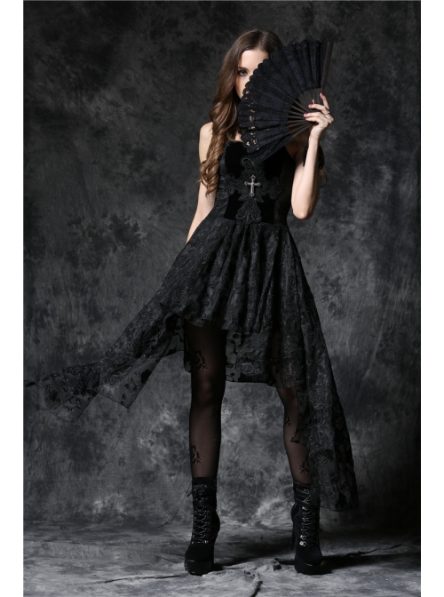 Victorian Retro Royal Black Lace Gothic Lolita Fan