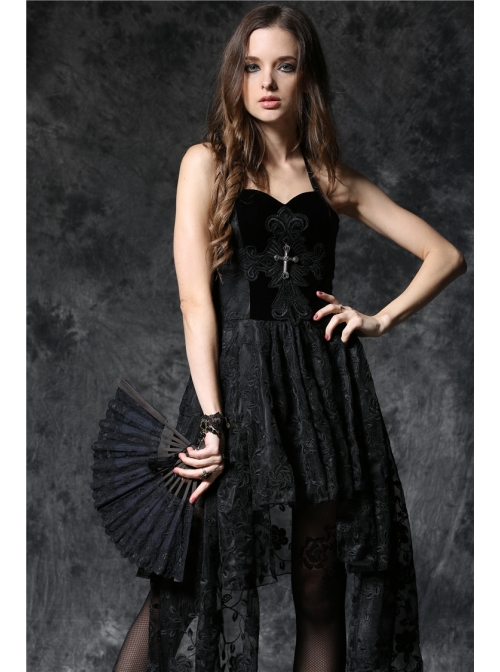 Victorian Retro Royal Black Lace Gothic Lolita Fan