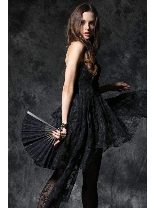 Victorian Retro Royal Black Lace Gothic Lolita Fan