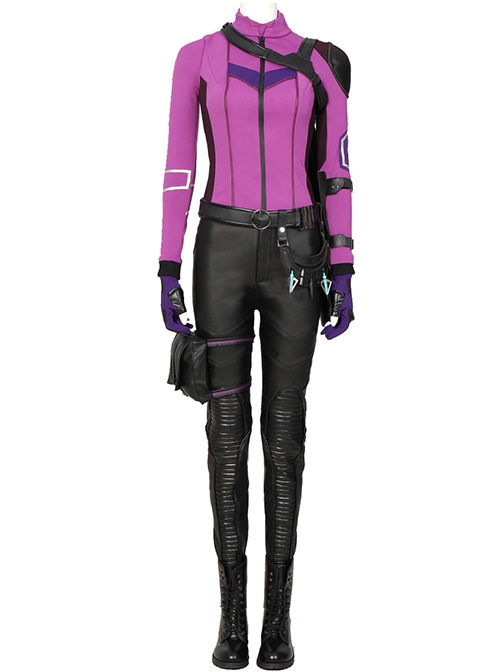 TV Drama Hawkeye Female Version Hawkeye Kate Bishop Battle Suit Halloween Cosplay Costume Purple Vest