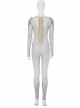 Eternals Thena Beige Battle Suit Halloween Cosplay Costume Gray Bodysuit