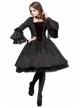 Victorian Gothic Black Jacquard Pattern Court Long Sleeve Dress