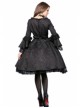 Victorian Gothic Black Jacquard Pattern Court Long Sleeve Dress