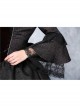 Victorian Gothic Black Jacquard Pattern Court Long Sleeve Dress
