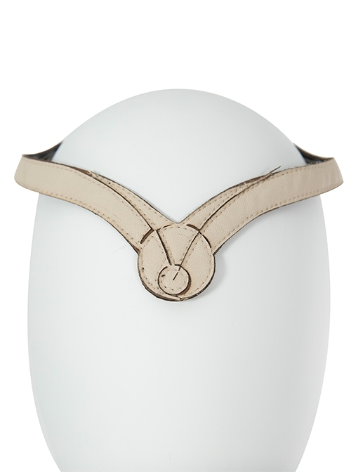 Eternals Thena Beige Battle Suit Halloween Cosplay Accessories Golden Headwear