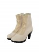 Eternals Thena Beige Battle Suit Halloween Cosplay Accessories Golden High Heel Boots