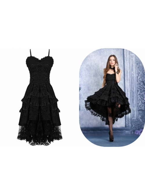 Sexy Gothic Black Lace Strapless Dovetail Dress - Magic Wardrobes Sexy Gothic Black Lace Strapless Dovetail Dress - Magic Wardrobes