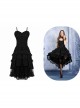 Sexy Gothic Black Lace Strapless Dovetail Dress