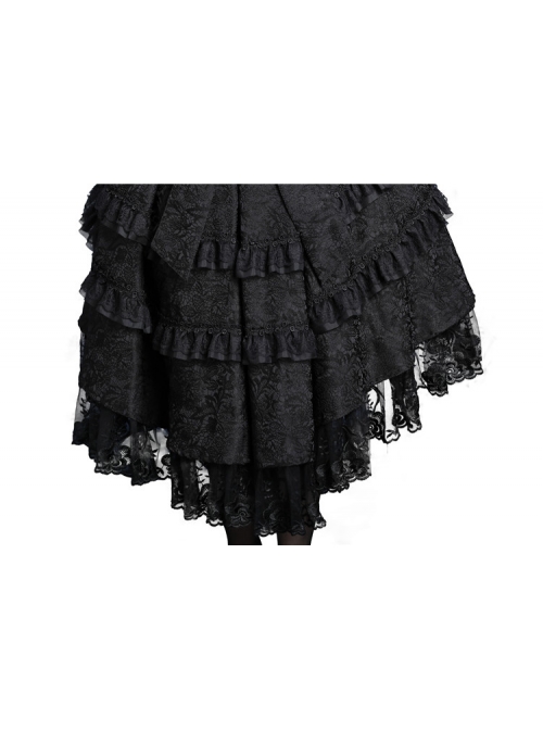 Sexy Gothic Black Lace Strapless Dovetail Dress