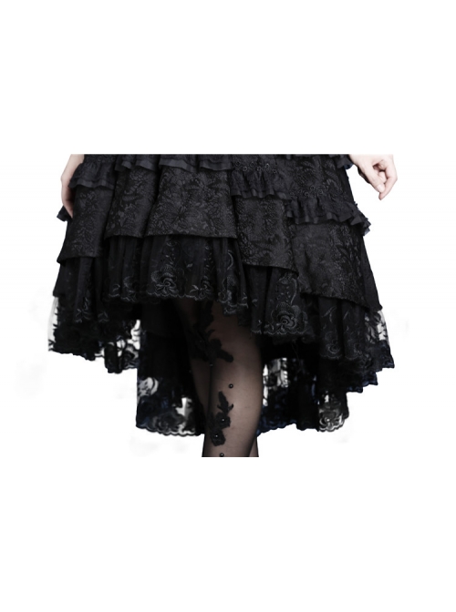 Sexy Gothic Black Lace Strapless Dovetail Dress