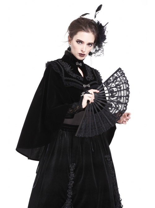 Elegant Black Lace Gothic Lolita Fan