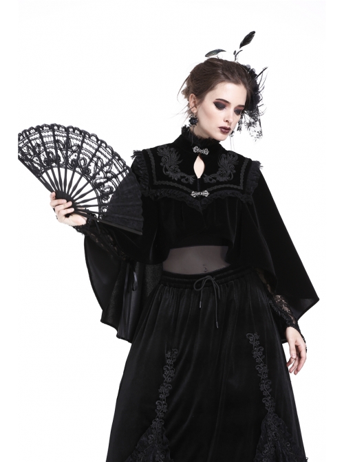 Elegant Black Lace Gothic Lolita Fan