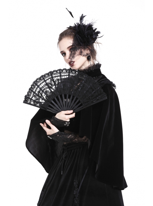Elegant Black Lace Gothic Lolita Fan