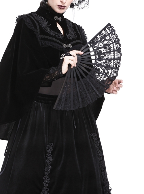 Elegant Black Lace Gothic Lolita Fan