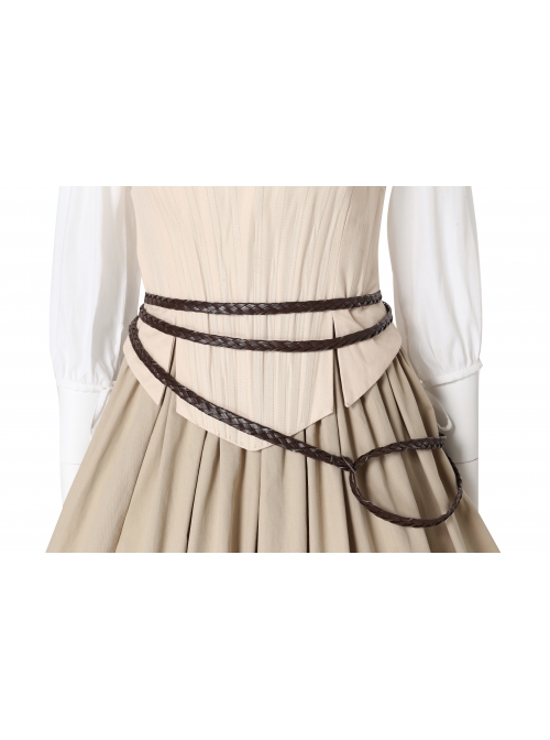 Sony Music Film Cinderella Halloween Cosplay Costume Beige Fishbone Corset Vest