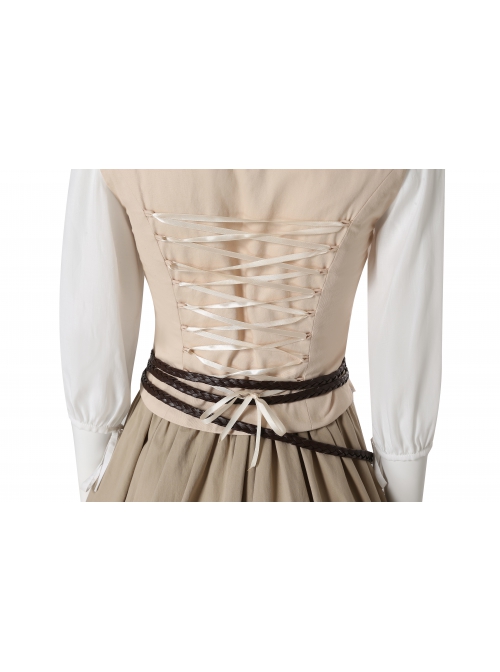 Sony Music Film Cinderella Halloween Cosplay Costume Beige Fishbone Corset Vest