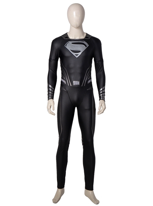 Zack Snyder's Justice League Superman Clark Kent Black Battle Suit Halloween Cosplay Costume Black Bodysuit