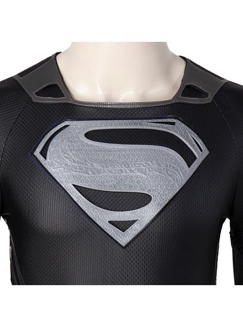 Zack Snyder's Justice League Superman Clark Kent Black Battle Suit Halloween Cosplay Costume Black Bodysuit