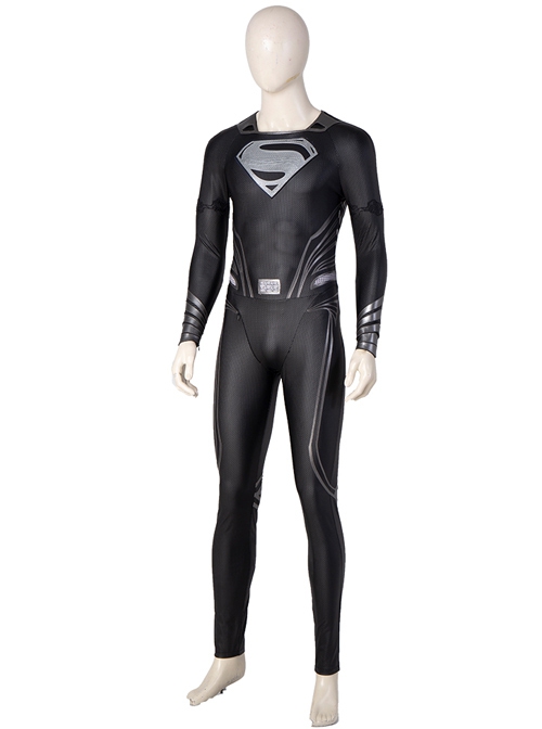 Zack Snyder's Justice League Superman Clark Kent Black Battle Suit Halloween Cosplay Costume Black Bodysuit