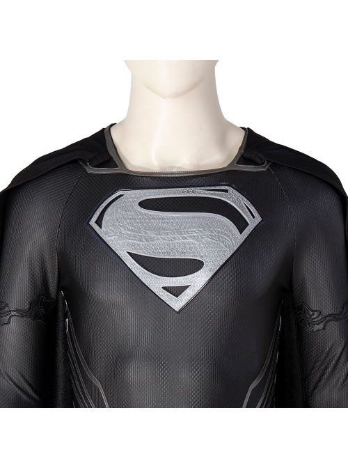 Zack Snyder's Justice League Superman Clark Kent Black Battle Suit Halloween Cosplay Costume Black Bodysuit