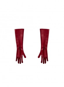 Cruella Red Long Dress Halloween Cosplay Accessories Red Long Gloves
