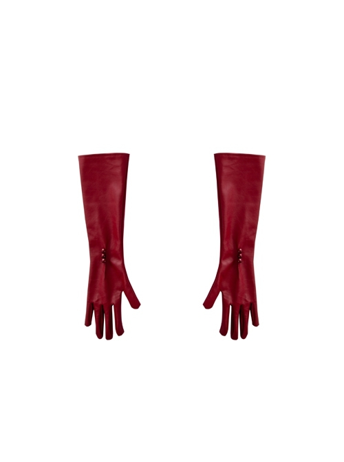 Cruella Red Long Dress Halloween Cosplay Accessories Red Long Gloves