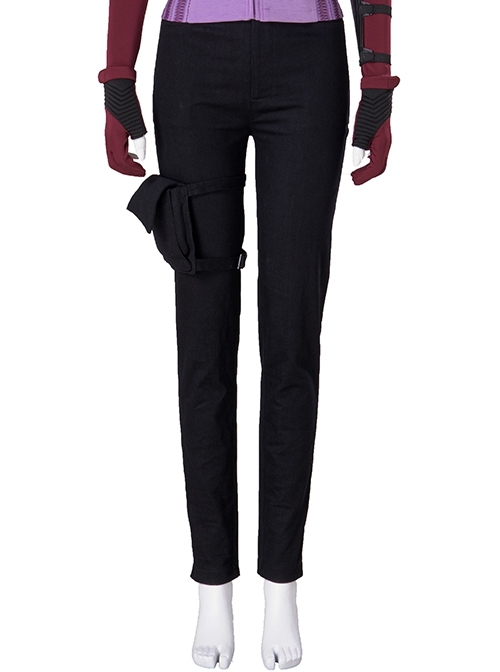 TV Drama Hawkeye Kate Bishop Purple Top Suit Halloween Cosplay Costume Black Trousers
