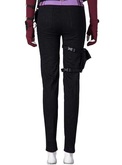 TV Drama Hawkeye Kate Bishop Purple Top Suit Halloween Cosplay Costume Black Trousers