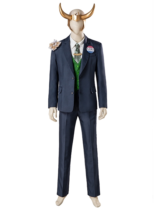 Loki Daily Clothing Navy Blue Suit Halloween Cosplay Accessories Tie And Tie Clip