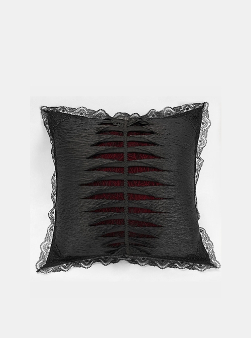 Gothic Keel Hold Black Lace Square Feather Velvet Pillow Cushion