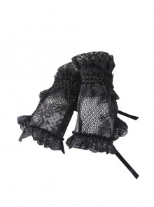 Black Lace Gothic Lolita Short Gloves