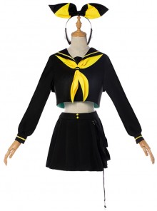 Vocaloid Kagamine Rin/Len Sister Kagamine Rin Black Skirt Suit Halloween Cosplay Costume Full Set