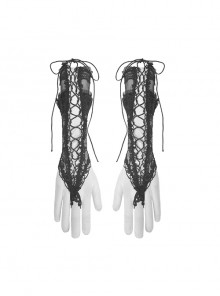 Black Sexy Lace Fingerless Tulle Gothic Lace Fishnet Gloves
