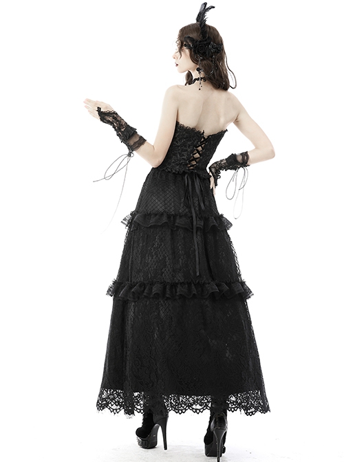 Black Sexy Lace Fingerless Tulle Gothic Lace Fishnet Gloves