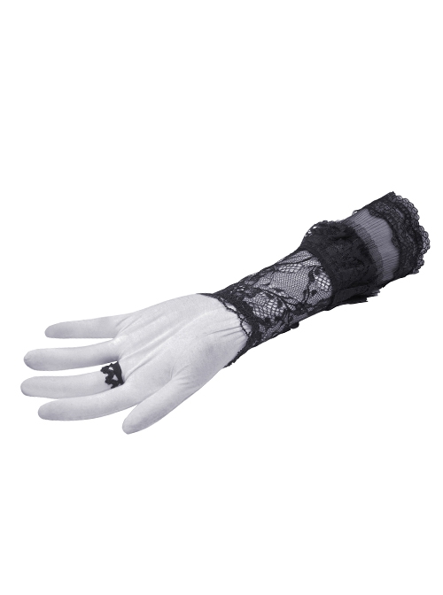 Black Sexy Lace Fingerless Tulle Gothic Lace Fishnet Gloves