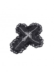 Gothic Chain Black Lace Lace Personality Hairpin Big Cross Tiara