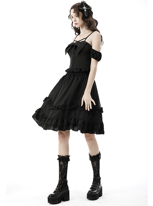 Gothic Chain Black Lace Lace Personality Hairpin Big Cross Tiara