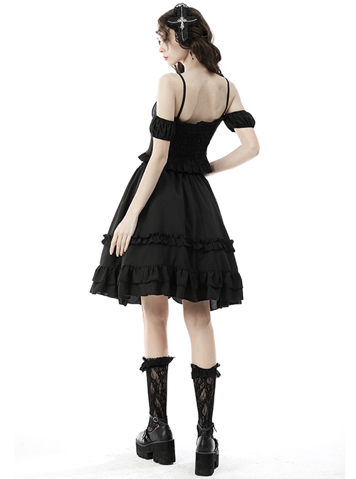 Gothic Chain Black Lace Lace Personality Hairpin Big Cross Tiara
