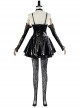 Death Note Amane Misa Halloween Cosplay Costume Sexy Black Sling Leather Dress Full Set
