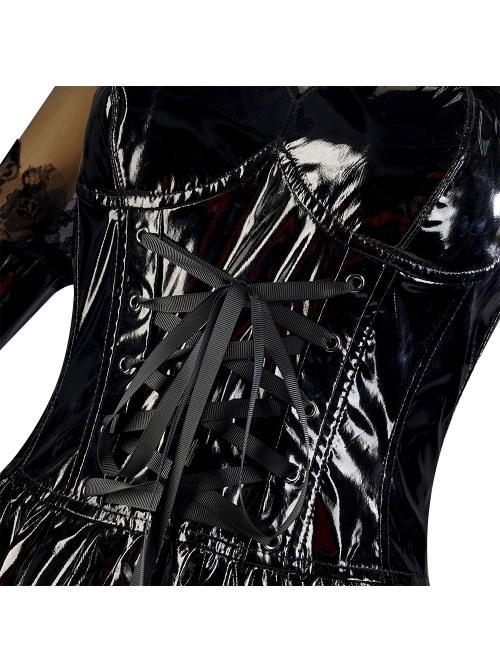 Death Note Amane Misa Halloween Cosplay Costume Sexy Black Sling Leather Dress Full Set