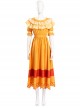 Animated Movie Encanto Pepa Madrigal Halloween Cosplay Costume Orange Dress Full Set