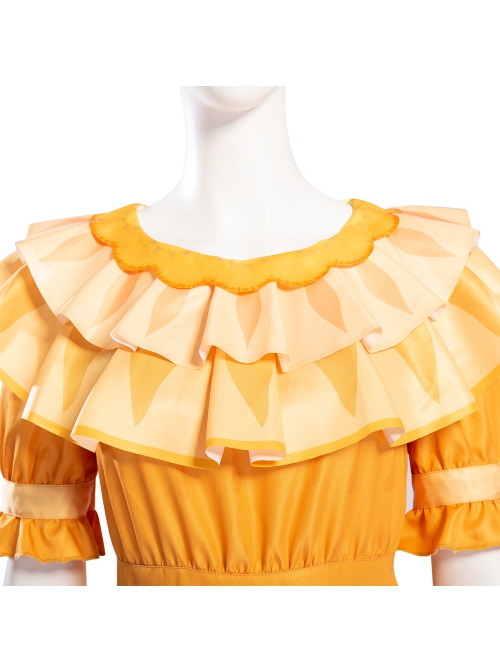 Animated Movie Encanto Pepa Madrigal Halloween Cosplay Costume Orange Dress Full Set