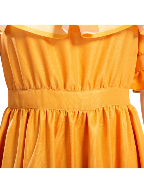 encanto orange dress Girls Costume Orange Encanto Pepa Princess Long Dresses Katrinalove.store