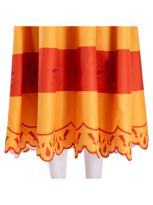 Animated Movie Encanto Pepa Madrigal Halloween Cosplay Costume Orange Dress Full Set