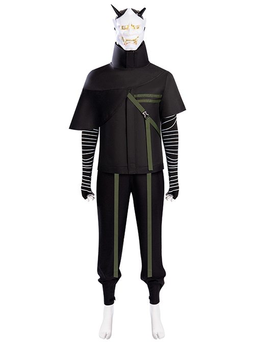 Game Ghostwire Tokyo Hannya Outfit Halloween Cosplay Costume Black Outerwear